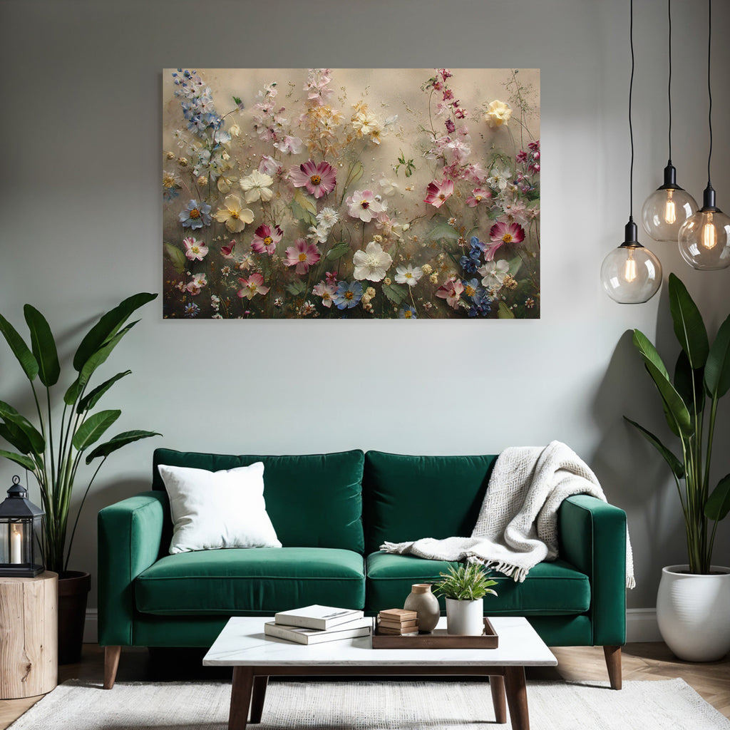 Bunte Blumenkomposition Mit Vielfältigen Farben Und Verwaschenem Hintergrund