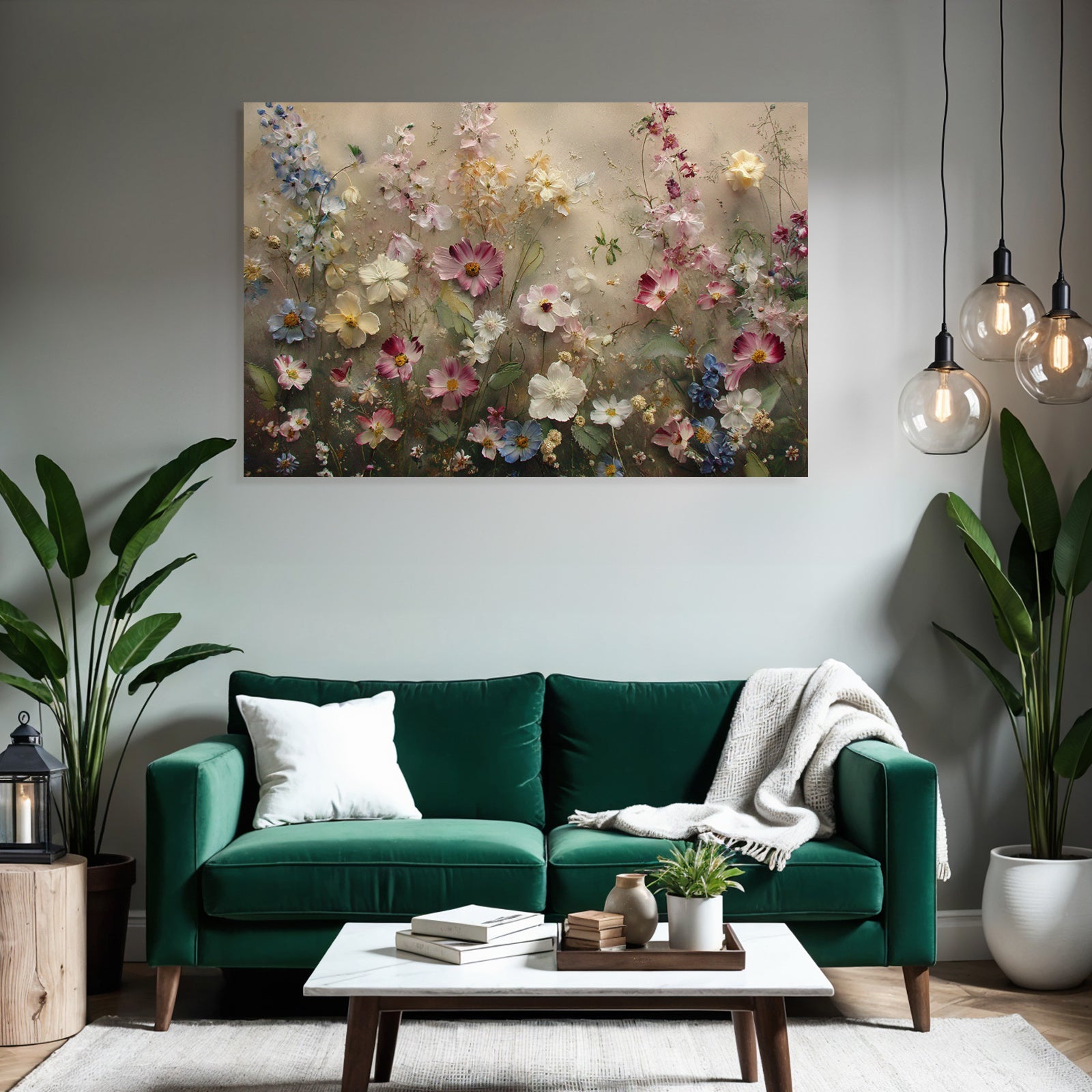 Bunte Blumenkomposition Mit Vielfältigen Farben Und Verwaschenem Hintergrund