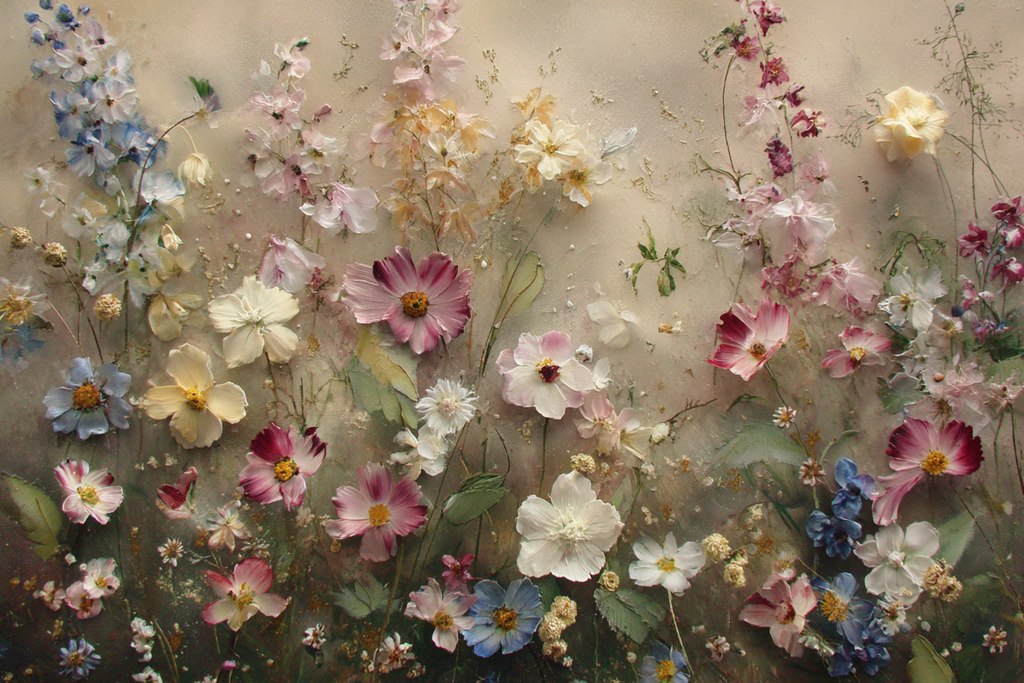 Bunte Blumenkomposition Mit Vielfältigen Farben Und Verwaschenem Hintergrund | Wasserfaelle und Tropfen | Natur