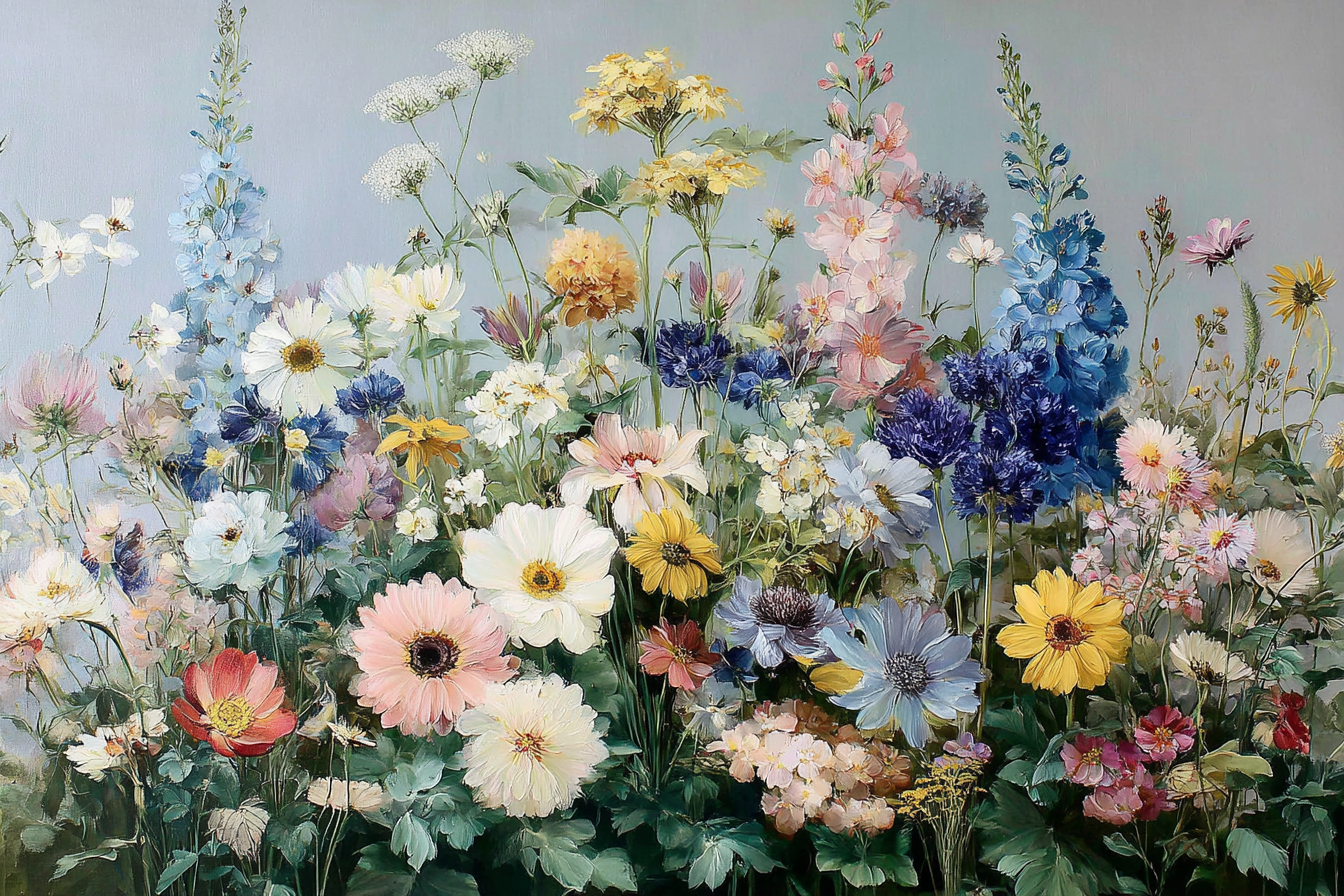 Bunte Blumenmalerei | Wasserfaelle und Tropfen | Natur