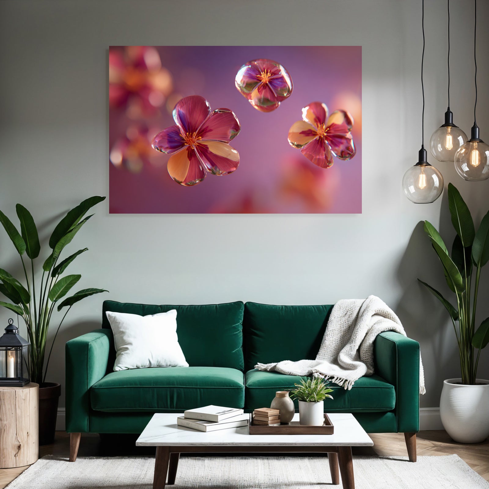 Durchscheinende Stilisierte Blumen Vor Weichem Hintergrund