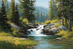 Idyllische Landschaft Mit Bach Und Wasserfall Im Grünen | Wasserfaelle und Tropfen | Natur