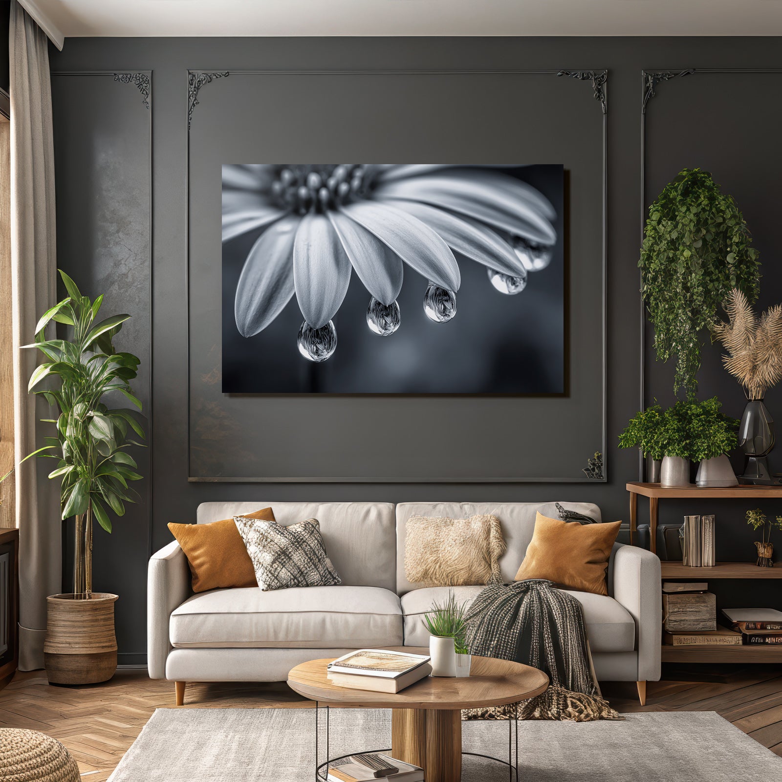 Nahaufnahme Blume Mit Tautropfen