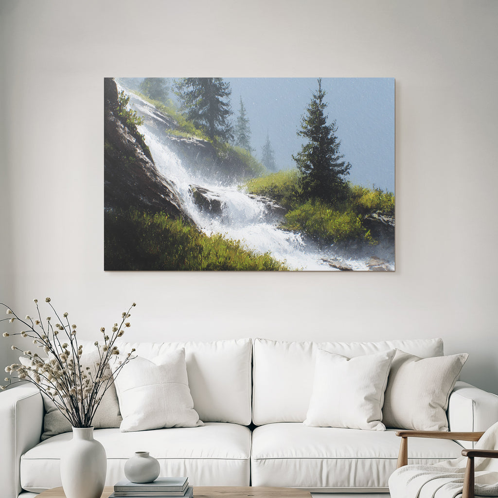 Wasserfall Im Nebelwald