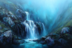 Wasserfall In Üppigem Grün Im Nebel | Wasserfaelle und Tropfen | Natur