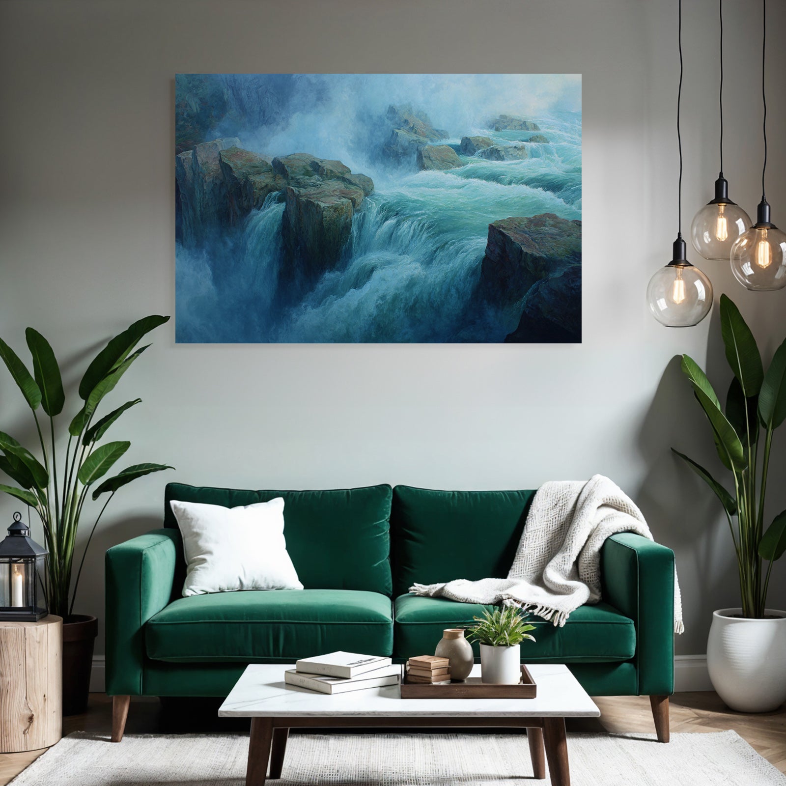 Wasserfall Malerische Darstellung Turbulentes Wasser Über Felsen