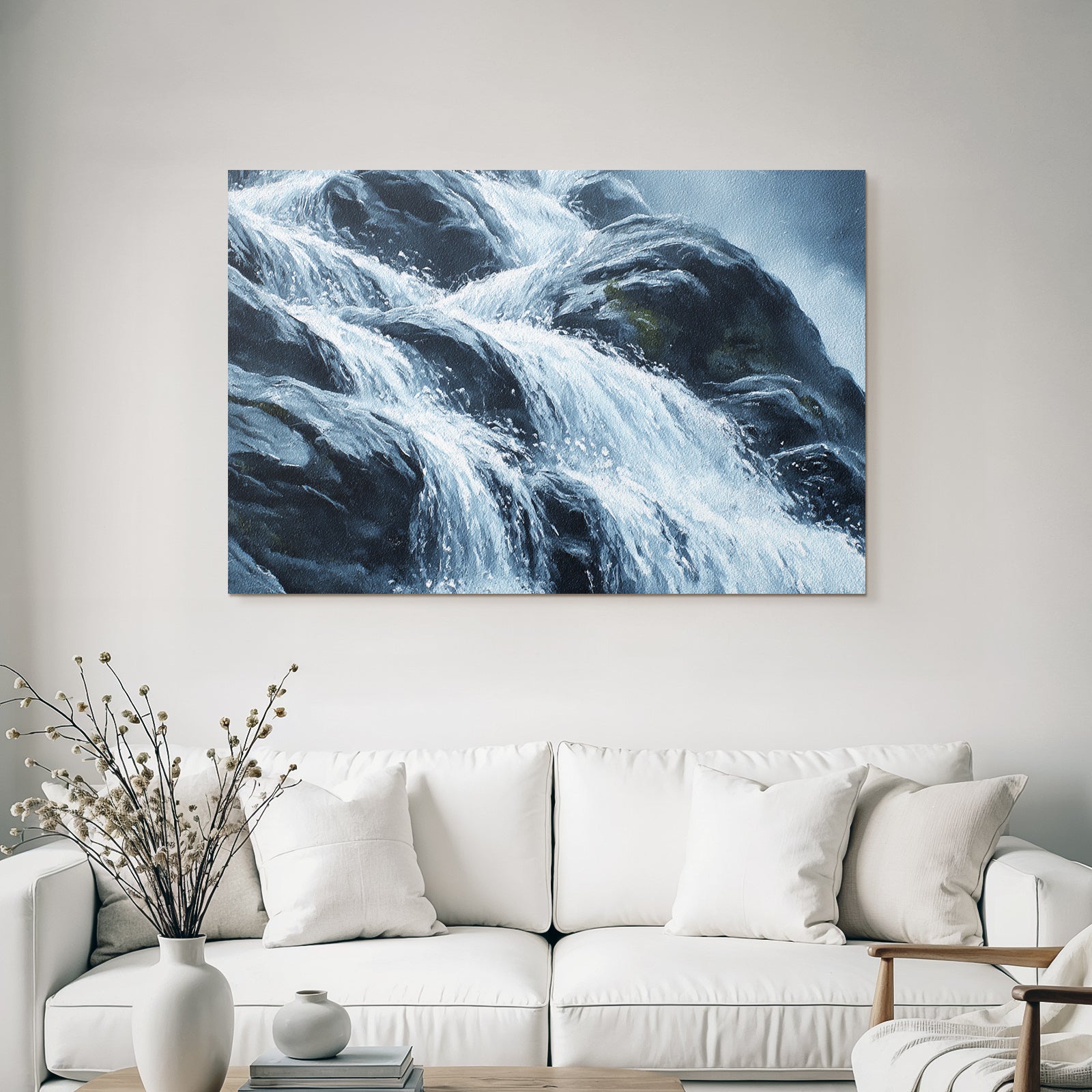 Wasserfall Über Felsigem Gelände