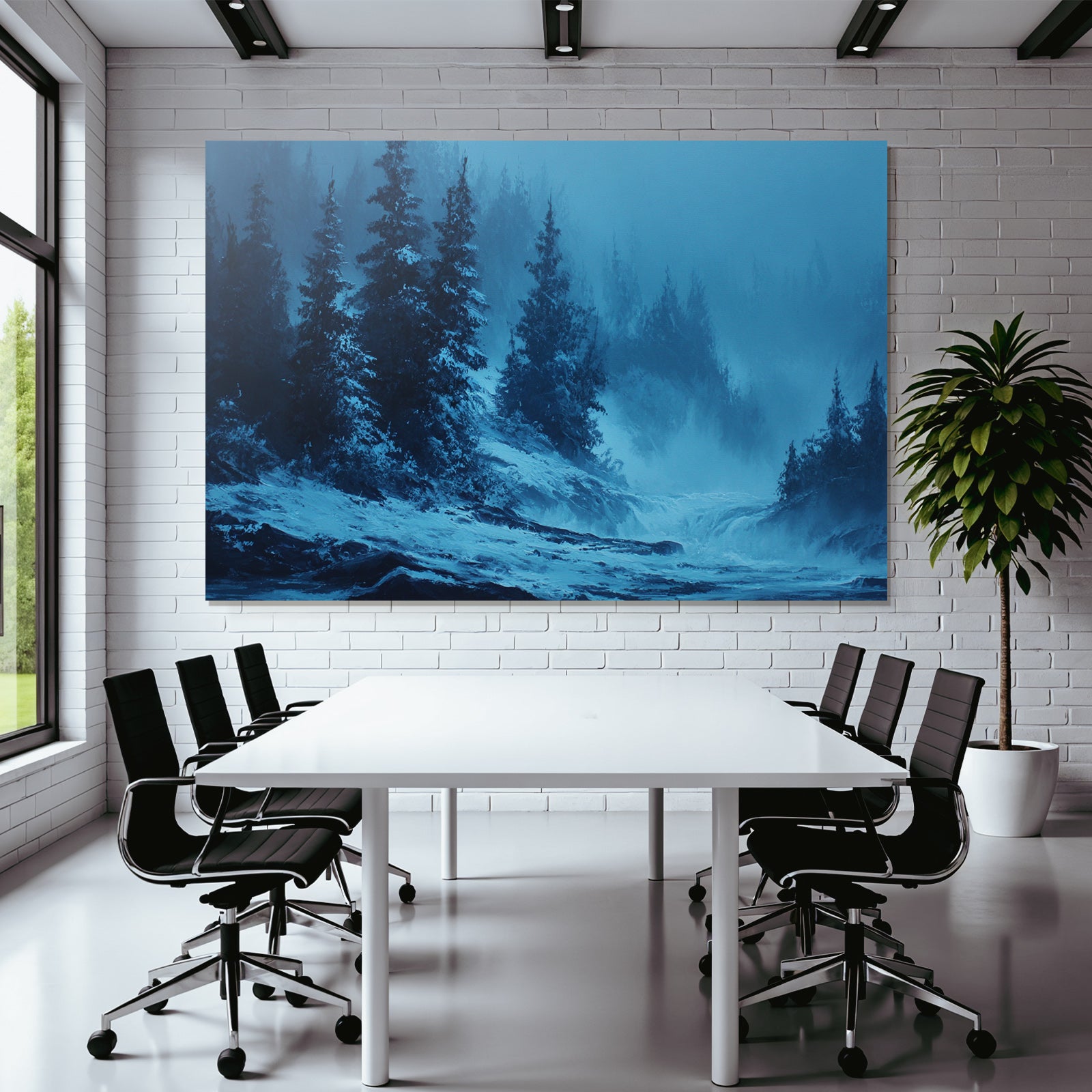 Winterlandschaft Bäume Mit Schneebedeckung Und Morgennebel