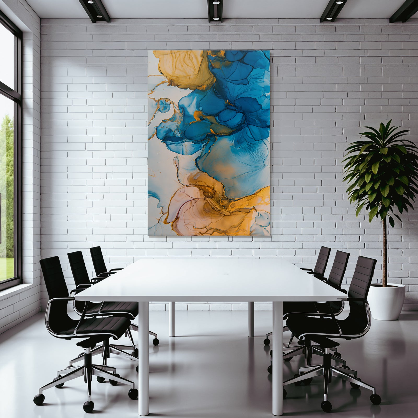 Flüssigkeitskunst In Blau Und Gold