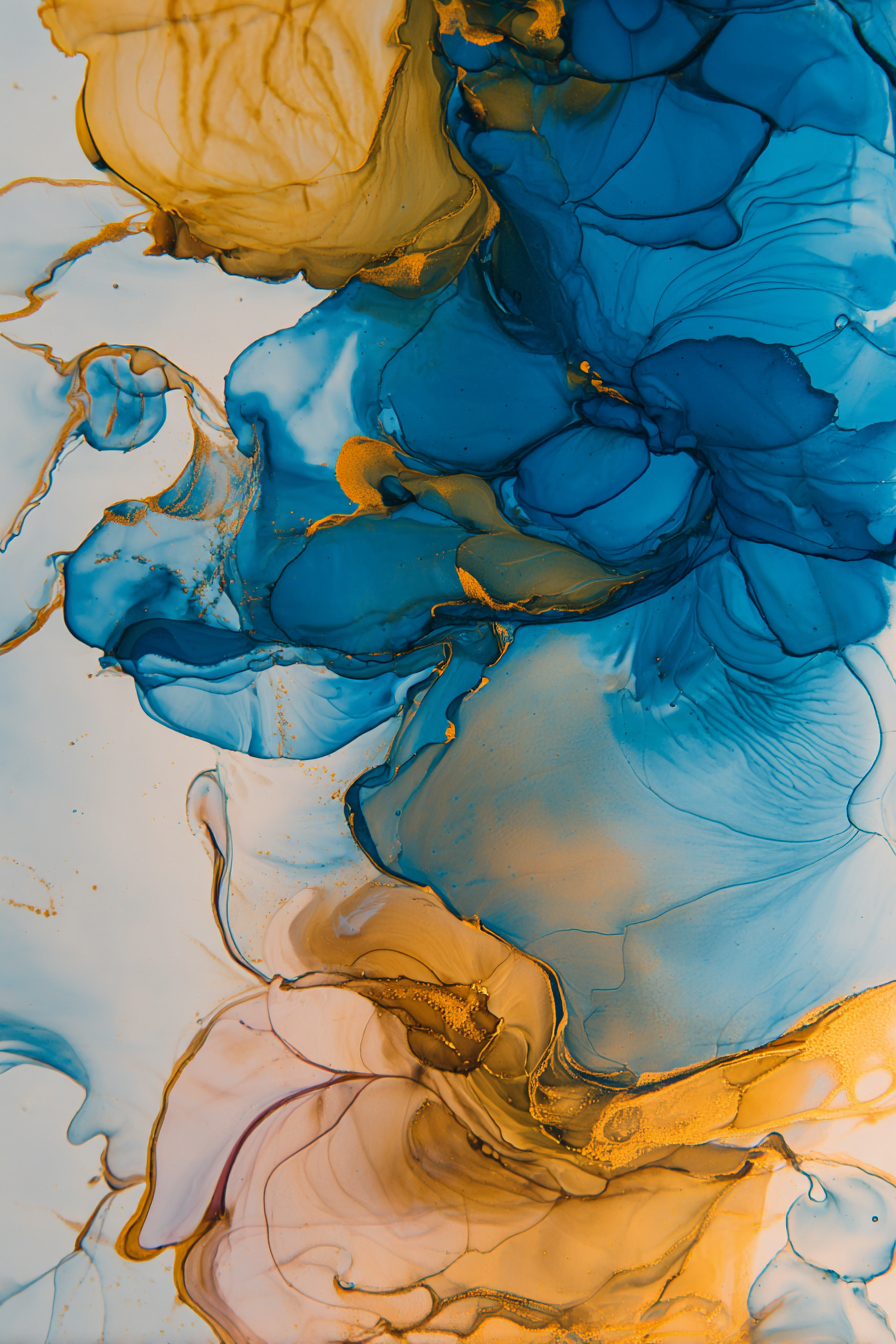 Flüssigkeitskunst In Blau Und Gold | Abstrakt | Stilrichtungen
