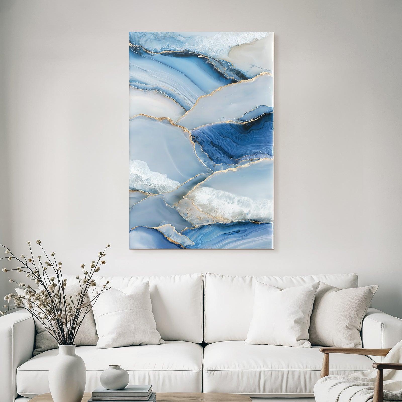 Agatschichten Blau Grau Weiss Mit Goldenen Linien