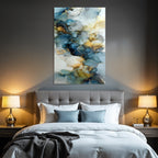 Alkoholtintenkunst In Blau Weiss Und Gold