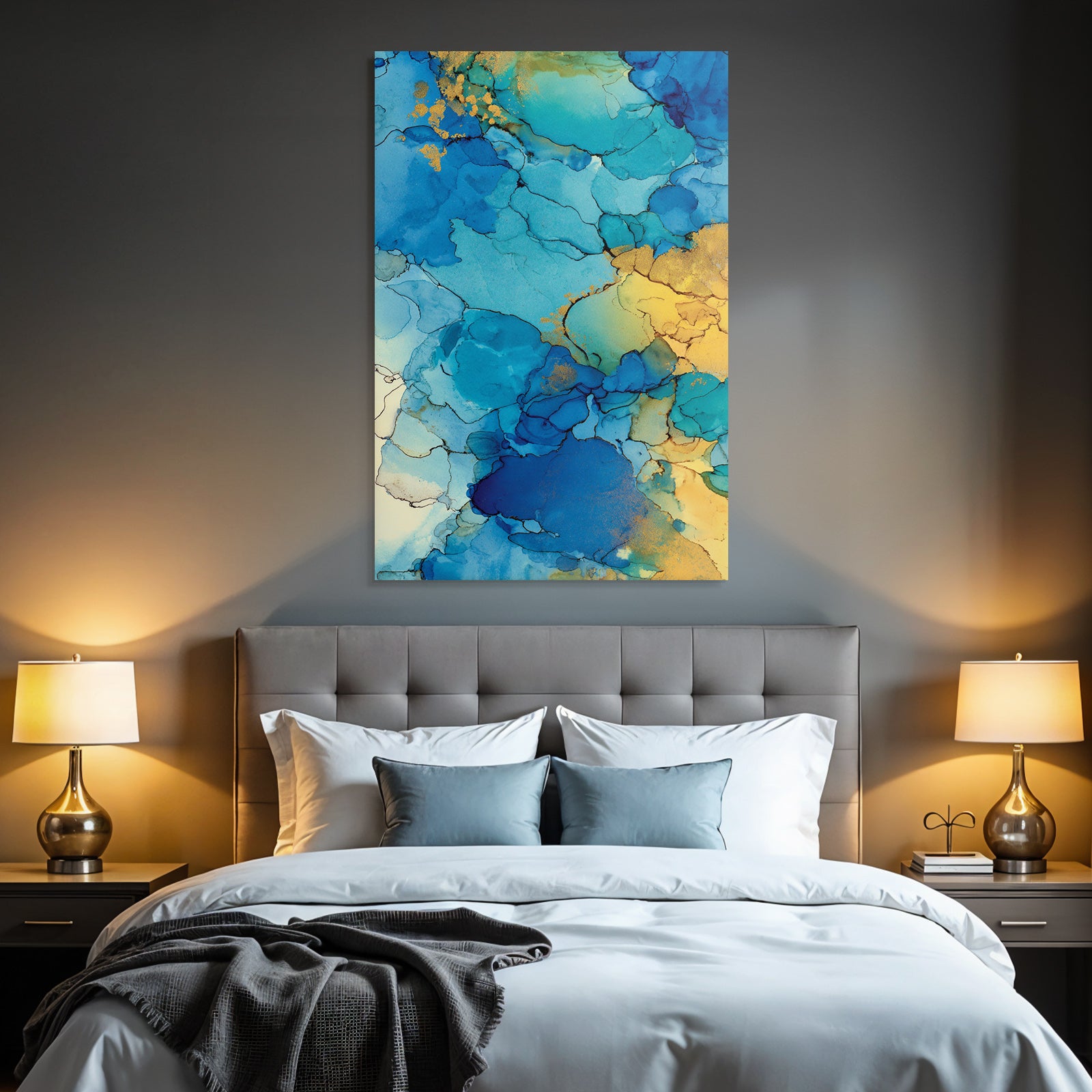 Blau Und Gelb Design Mit Goldakzenten