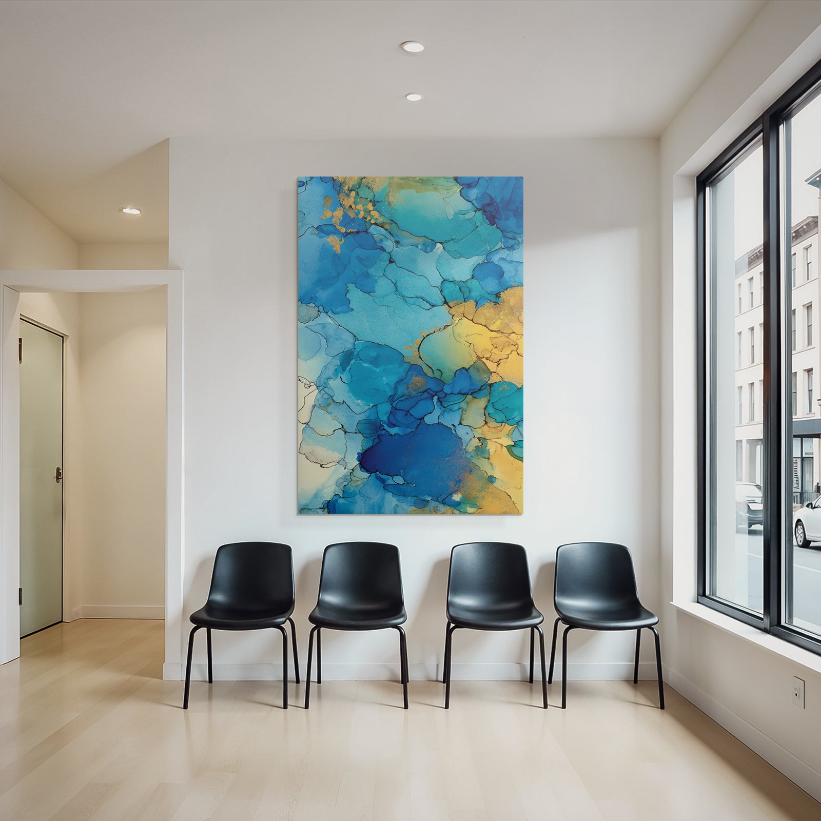 Blau Und Gelb Design Mit Goldakzenten