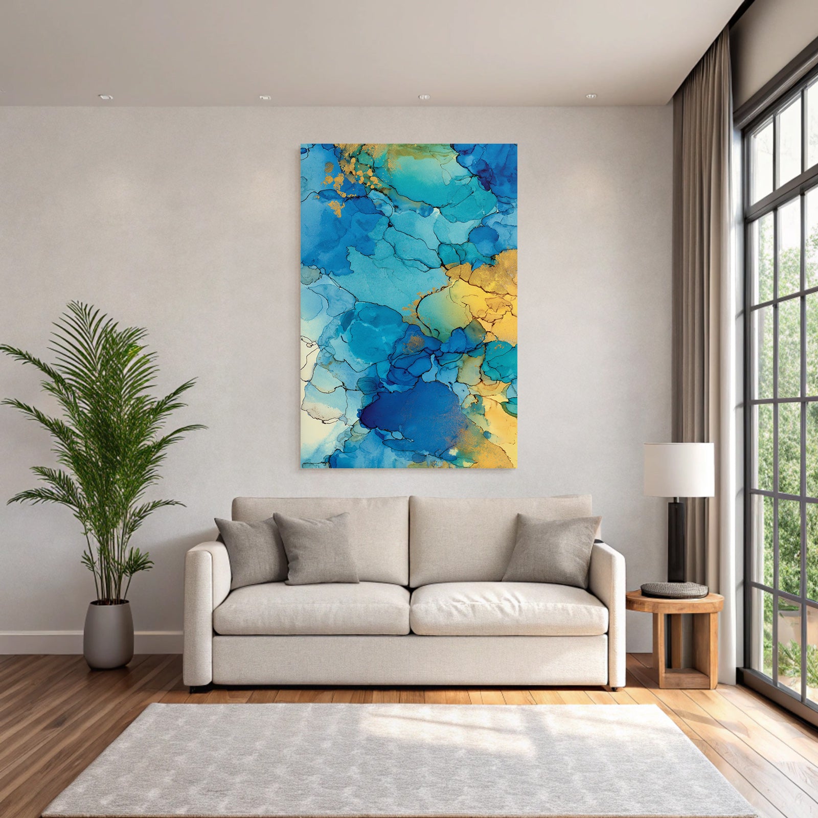 Blau Und Gelb Design Mit Goldakzenten