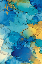 Blau Und Gelb Design Mit Goldakzenten | Abstrakt | Stilrichtungen
