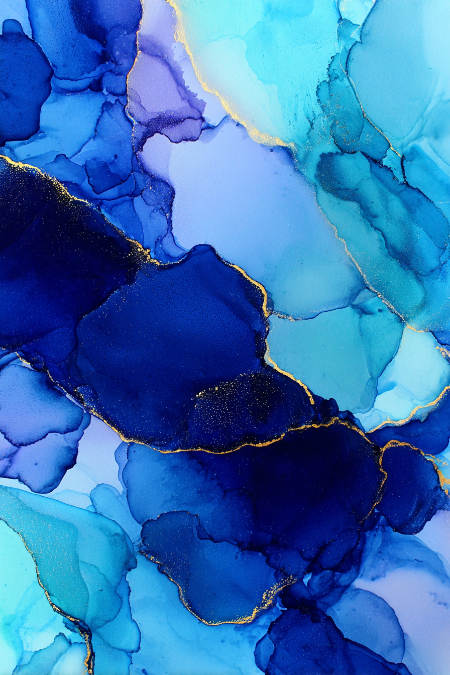 Blaü Aquarell Mit Goldakzenten | Abstrakt | Stilrichtungen