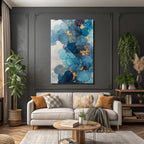 Design Aus Alkohol Tinte In Blau Mit Goldakzenten