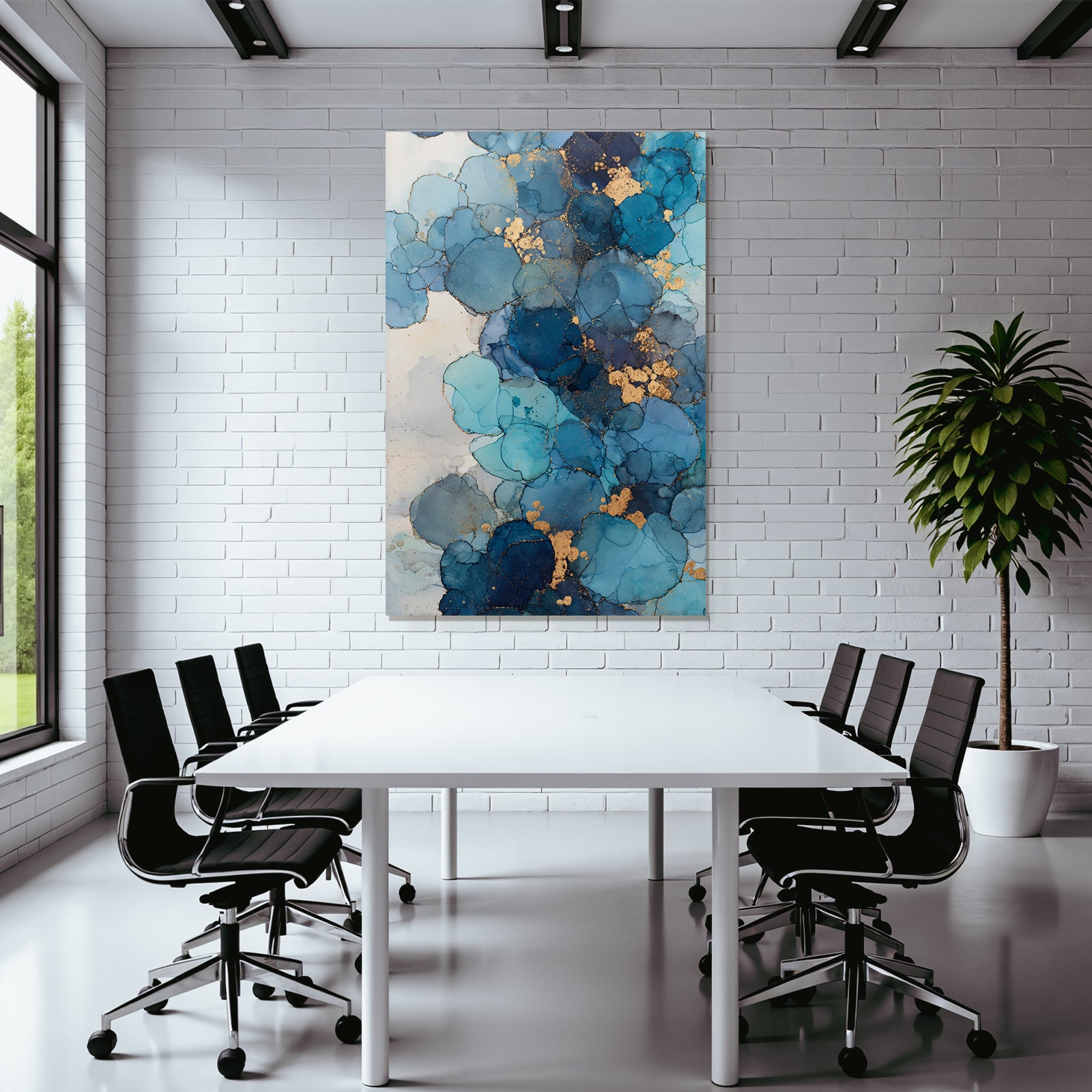 Design Aus Alkohol Tinte In Blau Mit Goldakzenten
