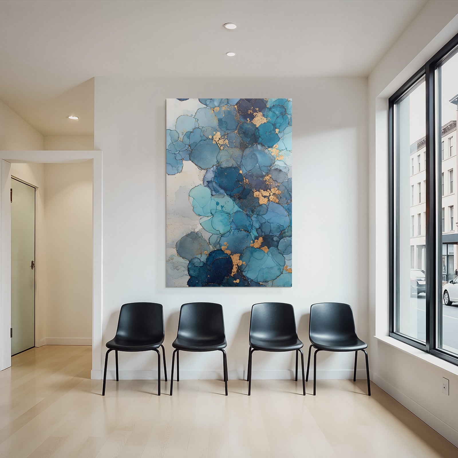 Design Aus Alkohol Tinte In Blau Mit Goldakzenten