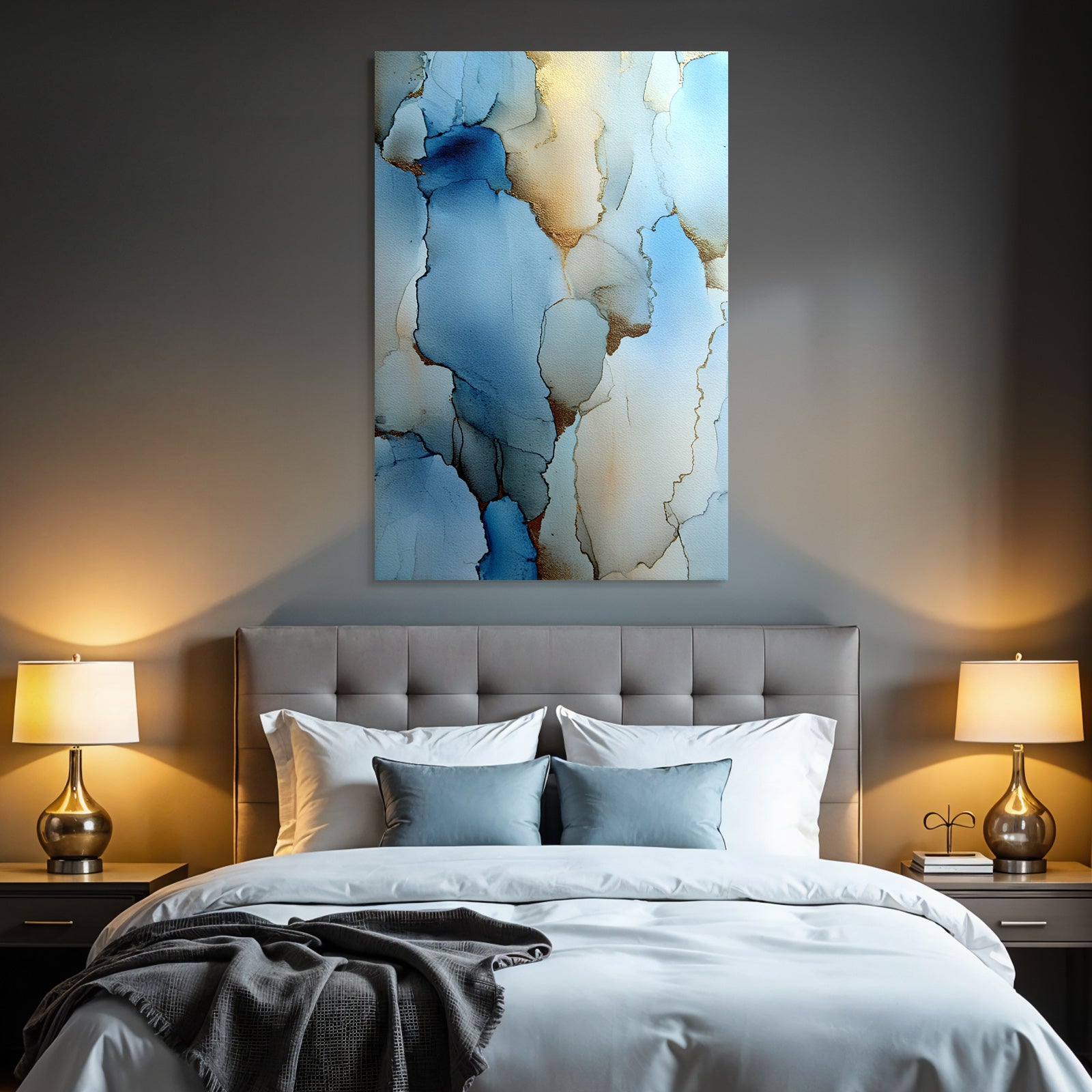 Design Fluid Art Mit Blau Und Gold
