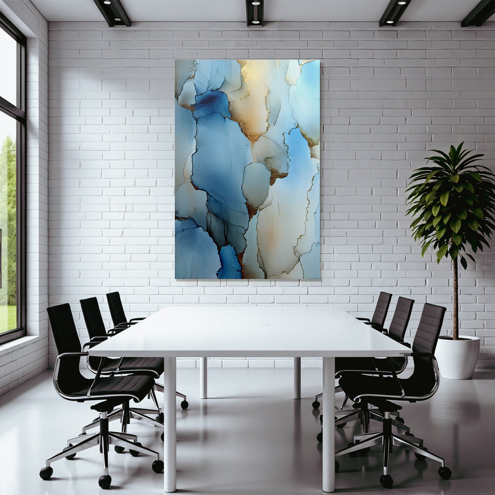 Design Fluid Art Mit Blau Und Gold