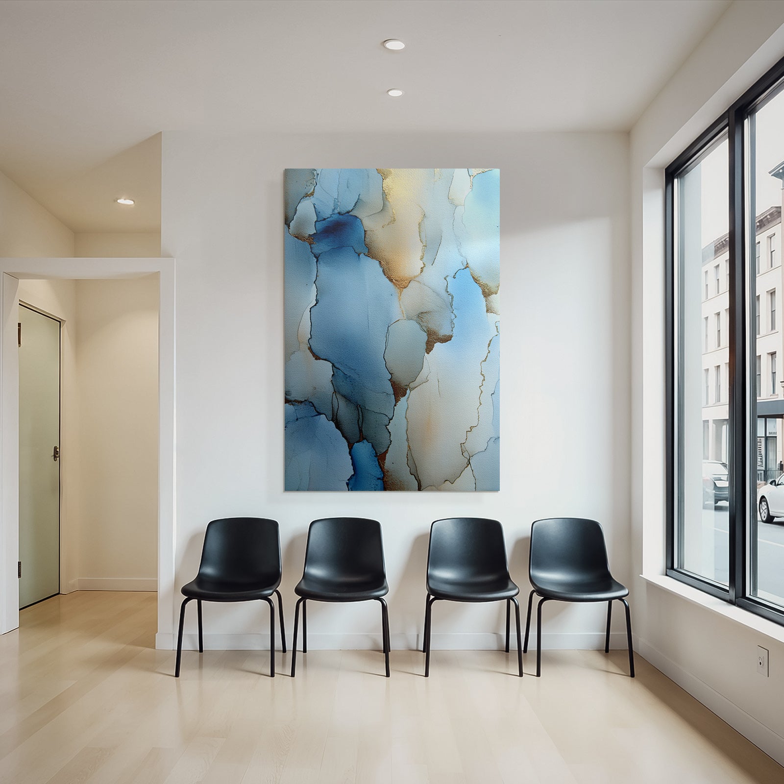 Design Fluid Art Mit Blau Und Gold