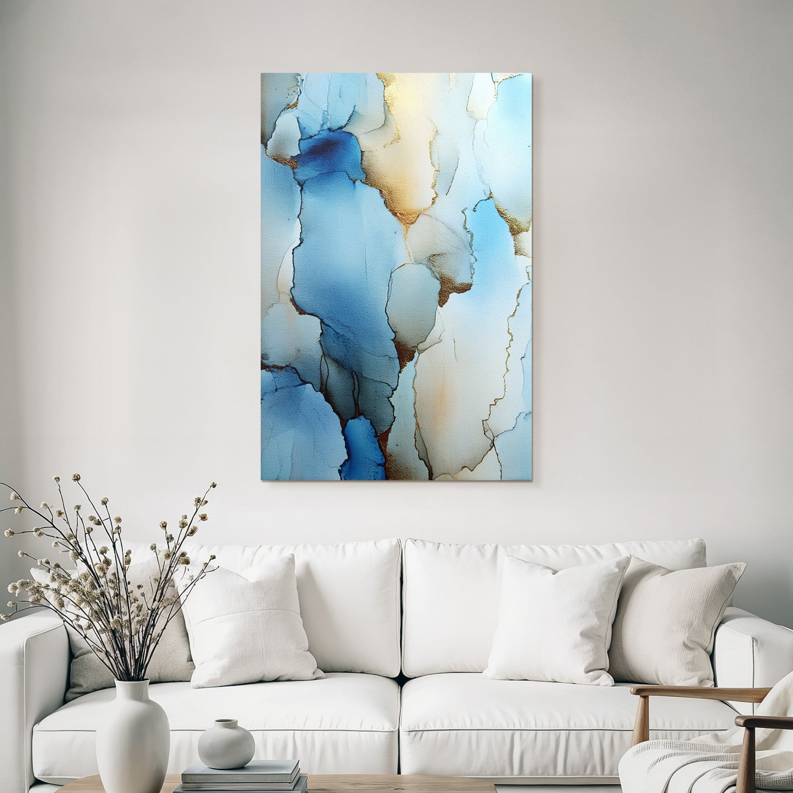 Design Fluid Art Mit Blau Und Gold