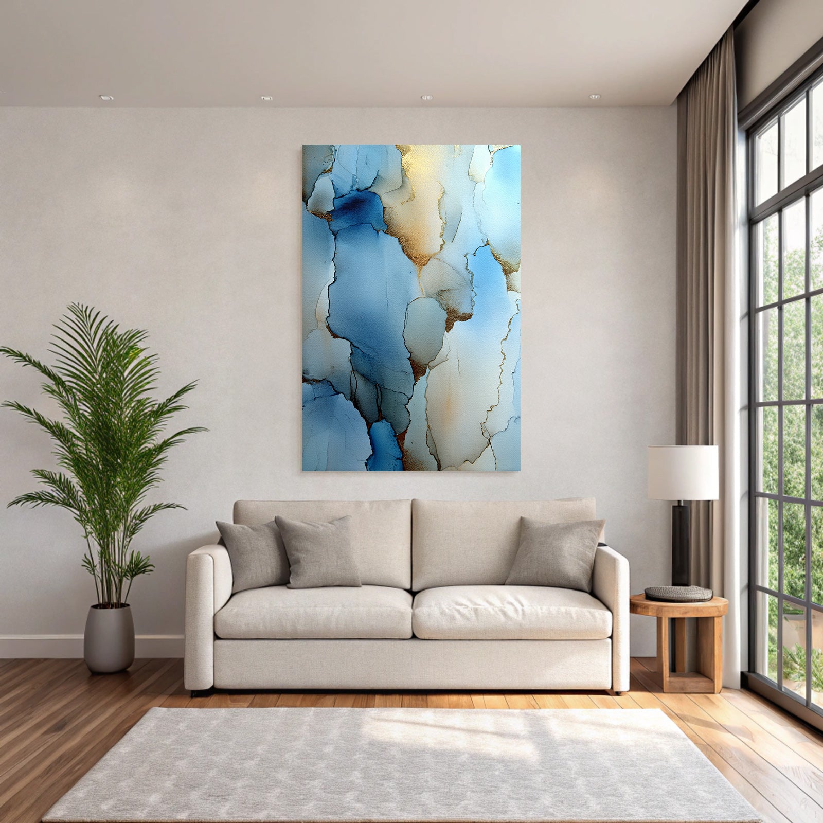 Design Fluid Art Mit Blau Und Gold