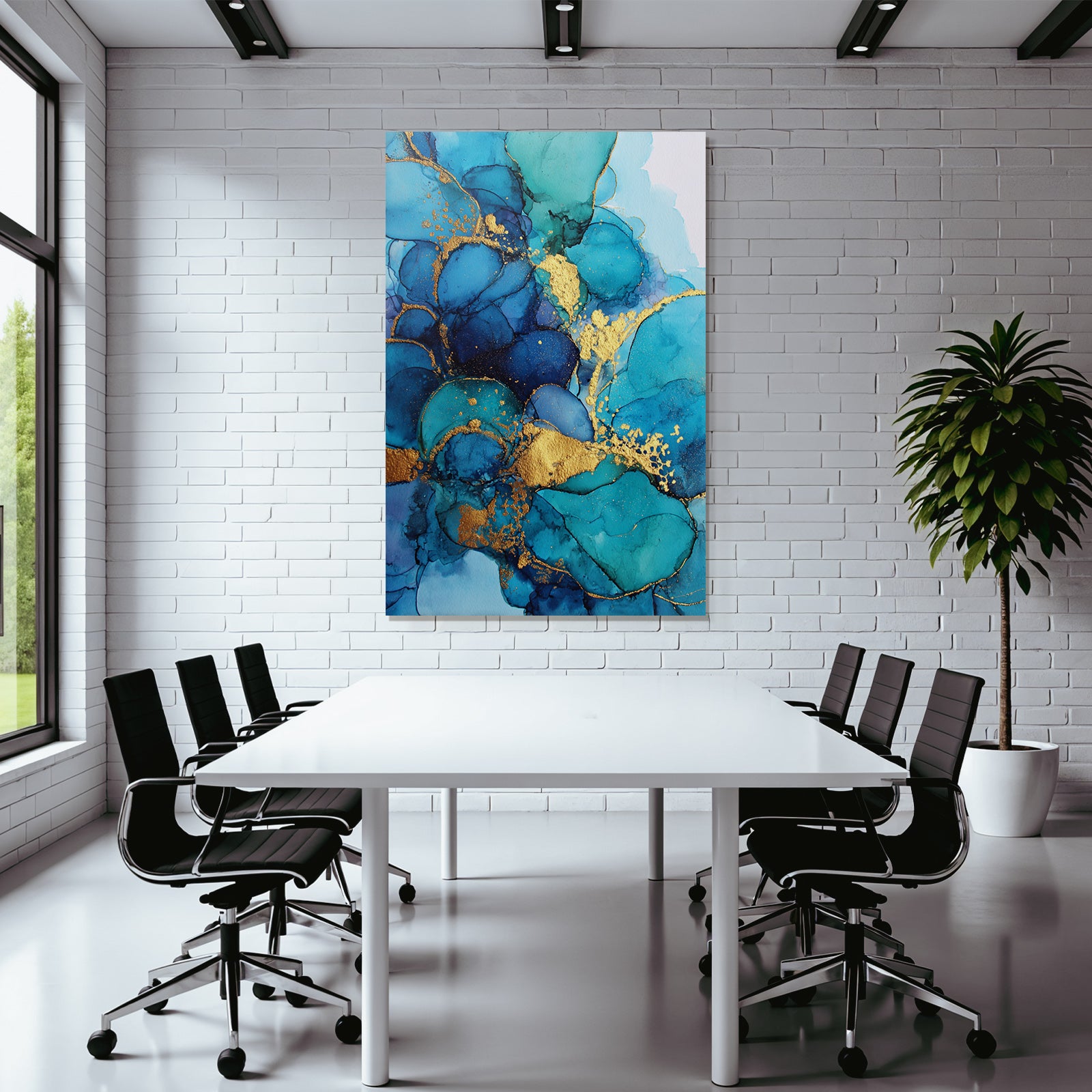 Design Mit Blau Türkis Goldakzenten Und Alkohol Tinte
