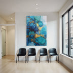 Design Mit Blau Türkis Goldakzenten Und Alkohol Tinte