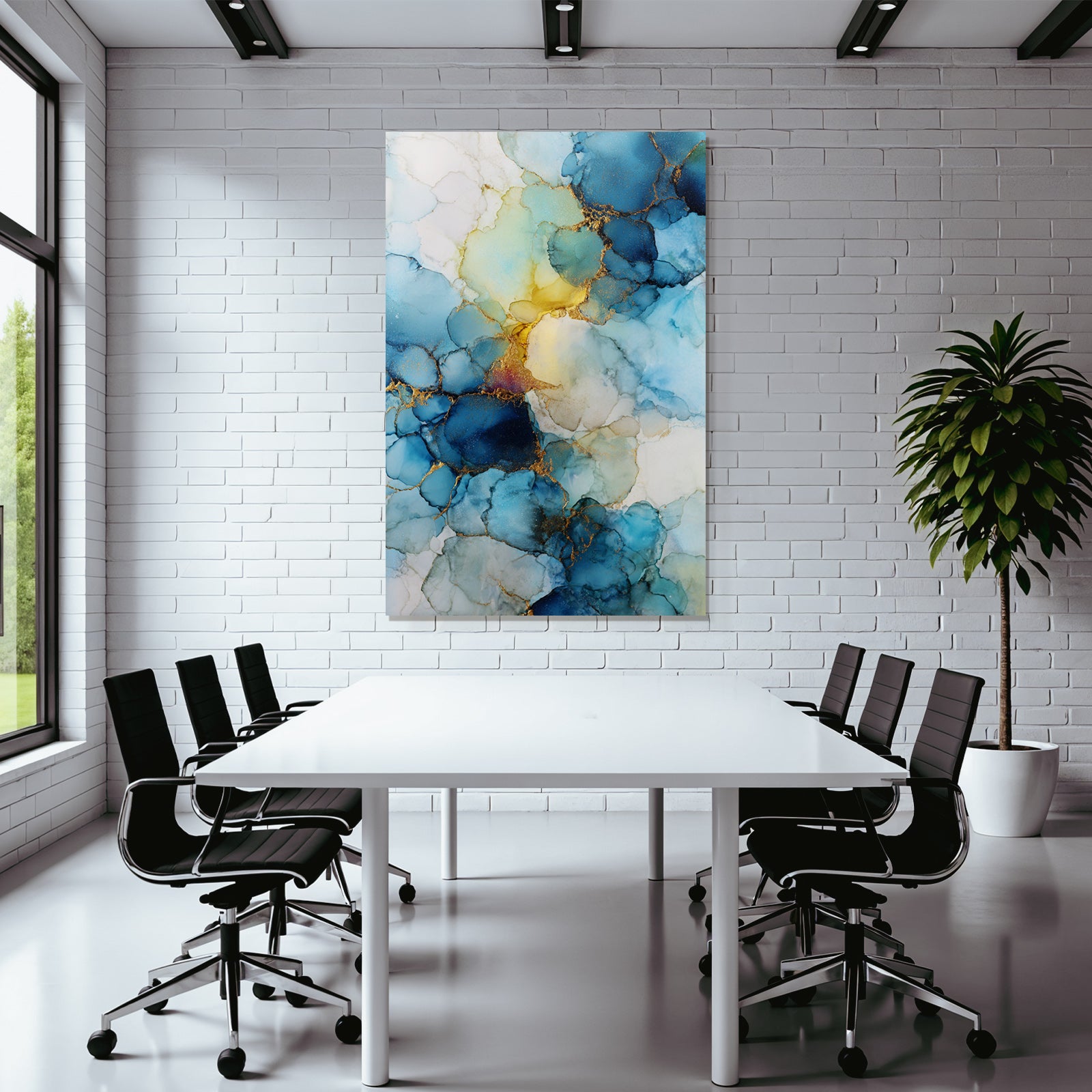 Design Mit Blau Türkis Und Goldenen Tönen Alkoholtinte