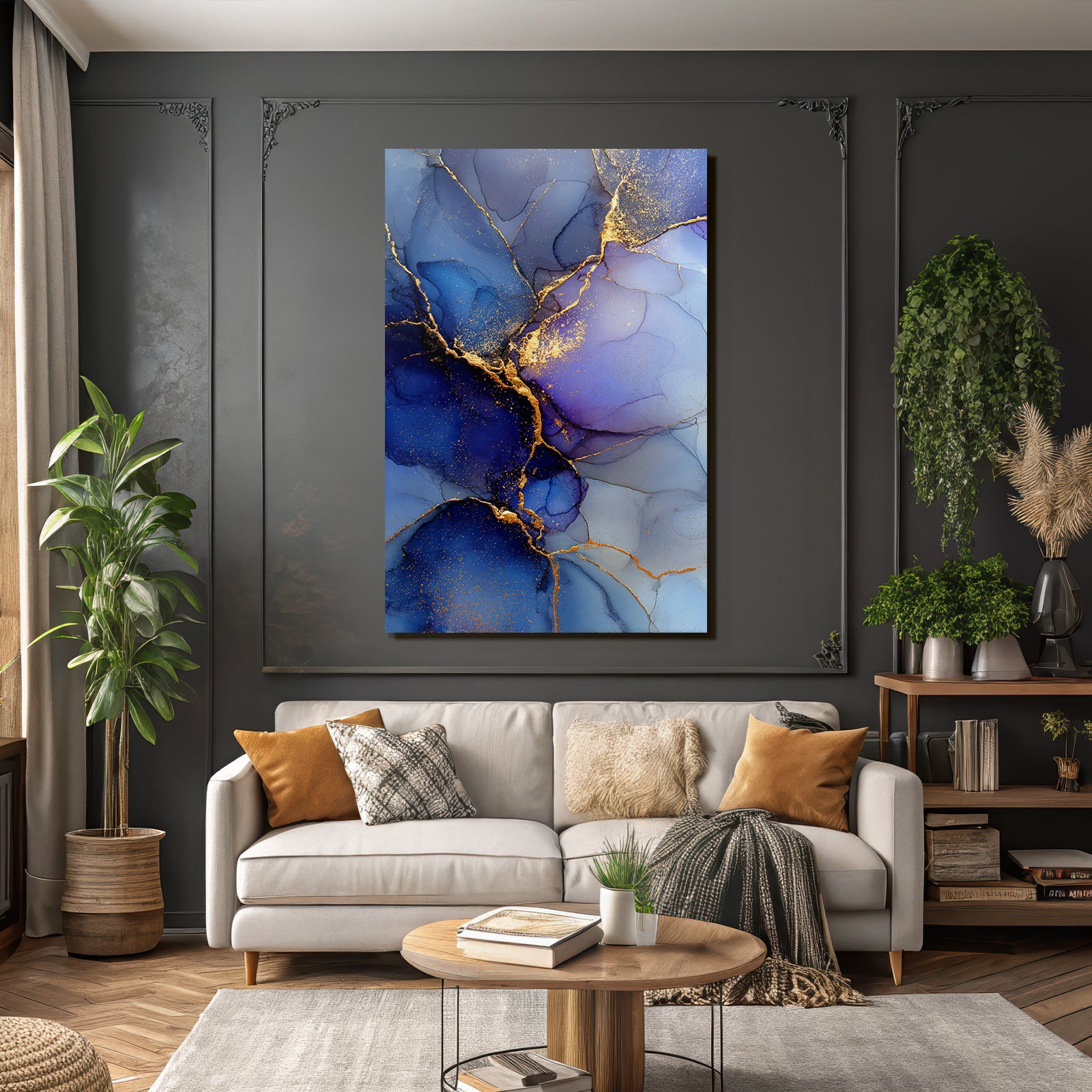 Design Mit Fluiden Farben Und Goldenen Adern