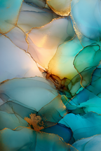 Fliesende Farben Blau Teal Gold | Abstrakt | Stilrichtungen