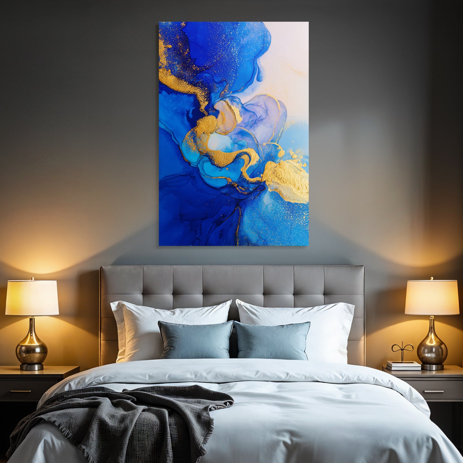 Flüssige Blaü Goldene Kunst