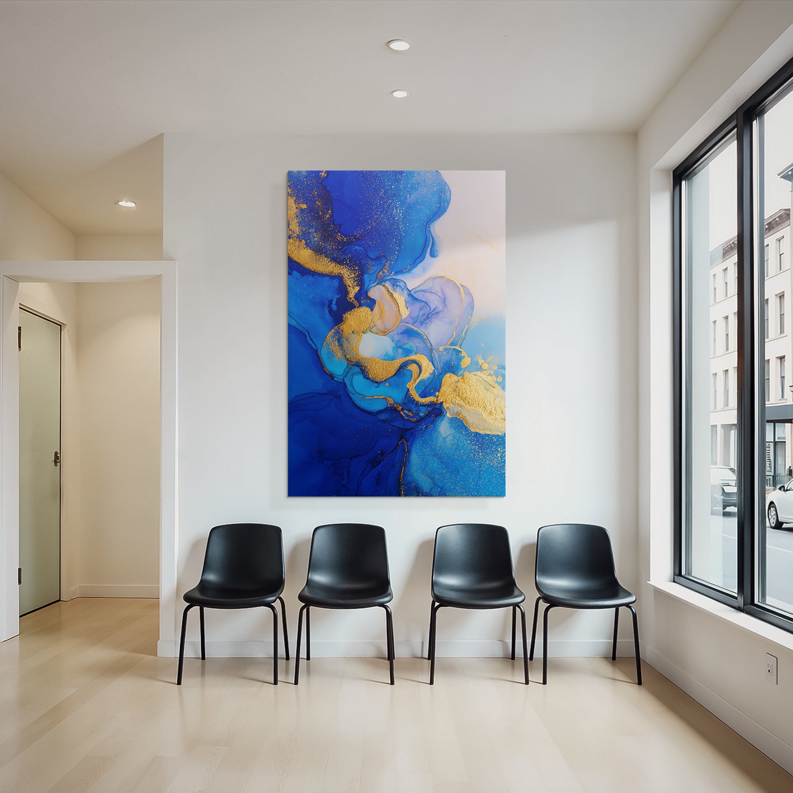 Flüssige Blaü Goldene Kunst