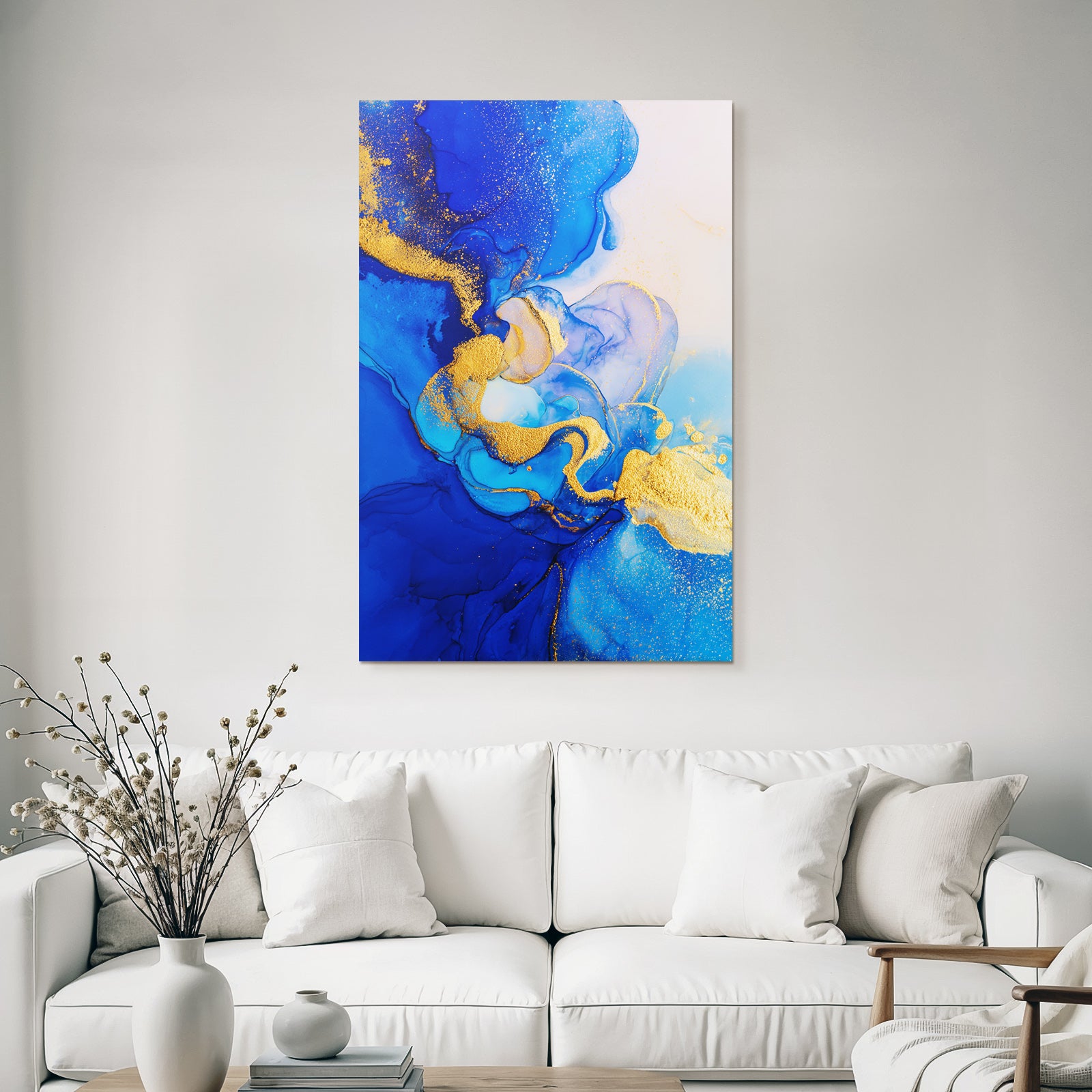 Flüssige Blaü Goldene Kunst