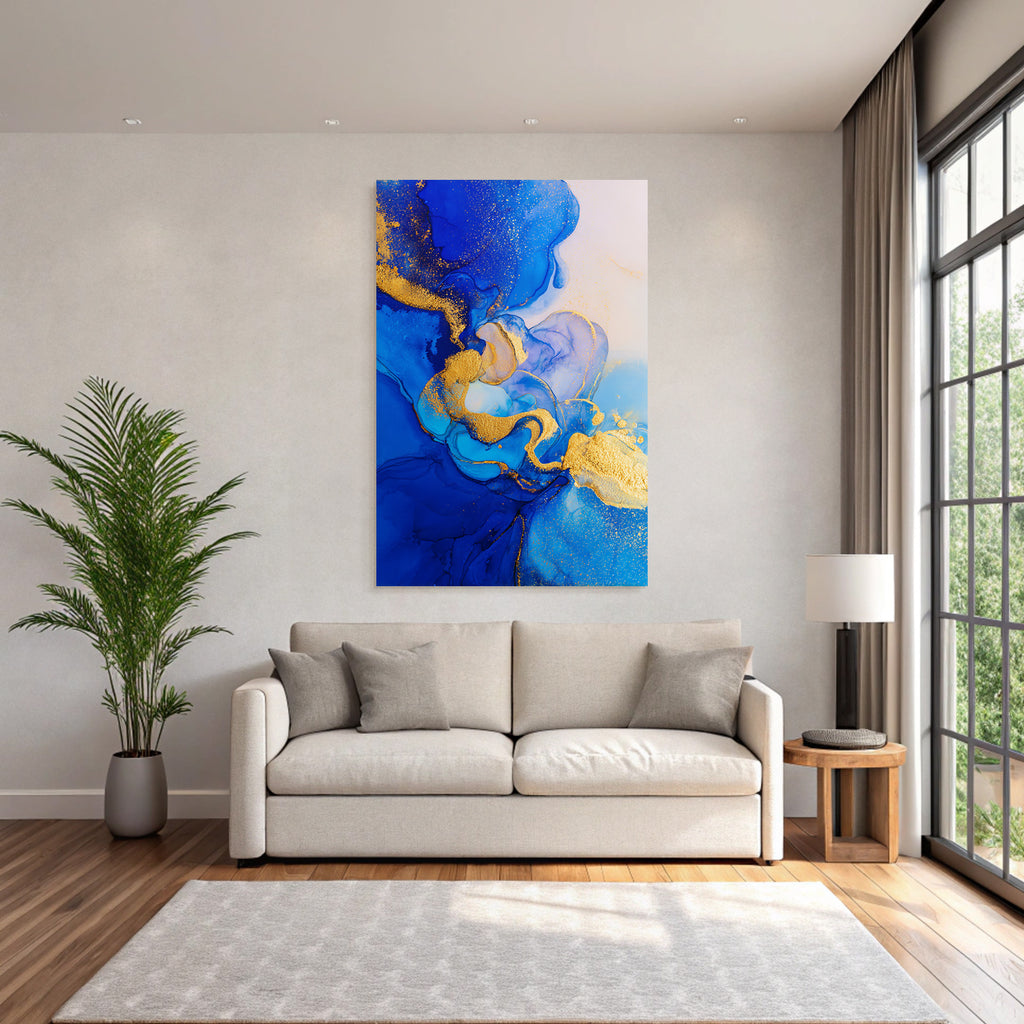 Flüssige Blaü Goldene Kunst