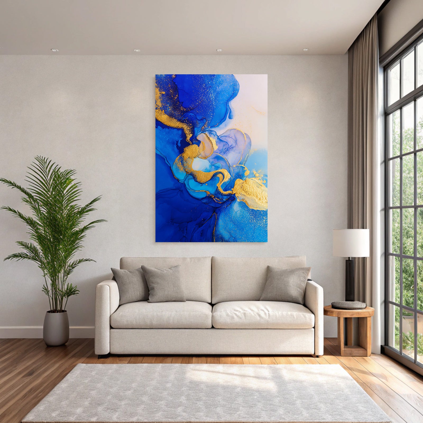 Flüssige Blaü Goldene Kunst