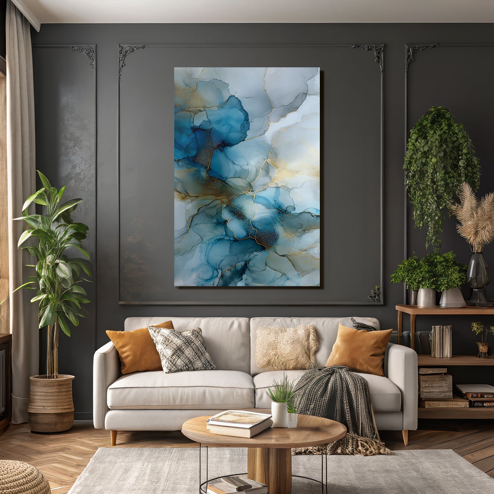 Flüssige Formen Mit Blau Türkis Gold