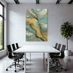 Flüssige Kunst Mit Blau Grau Und Gold