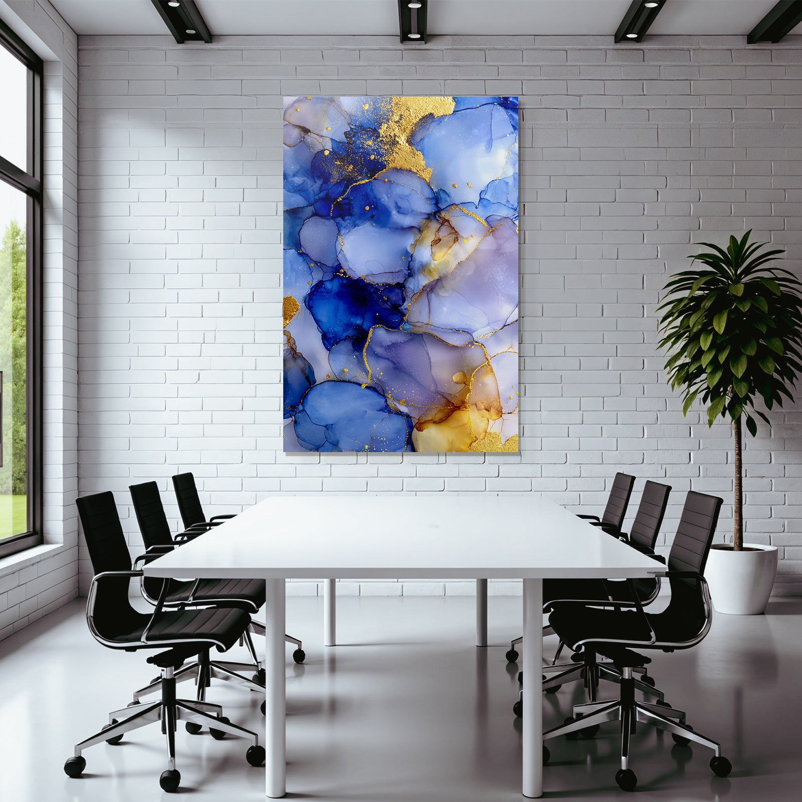 Flüssiges Design Mit Blautonen Und Goldakzenten