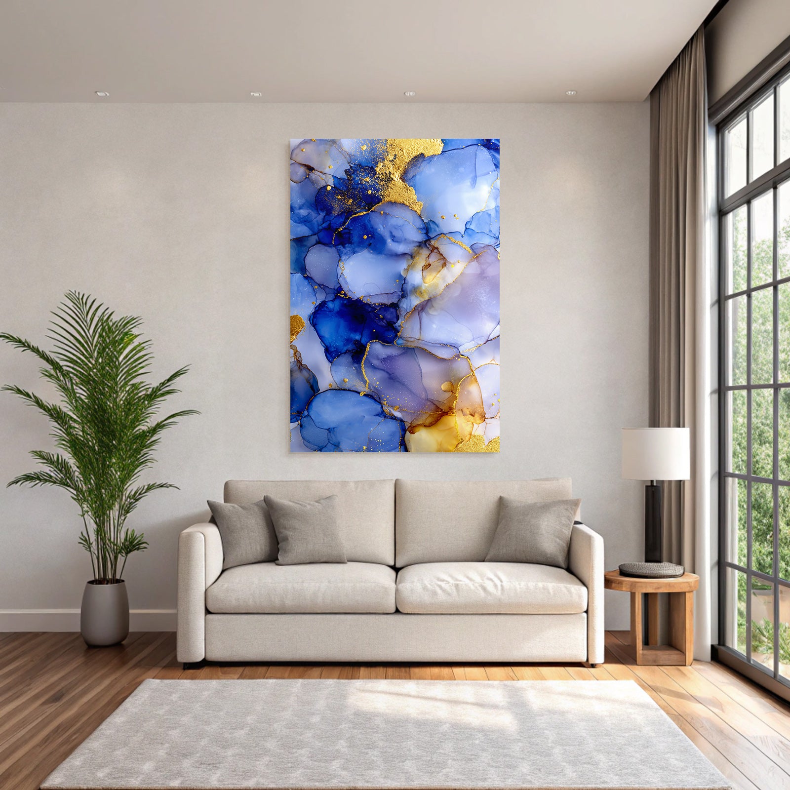 Flüssiges Design Mit Blautonen Und Goldakzenten