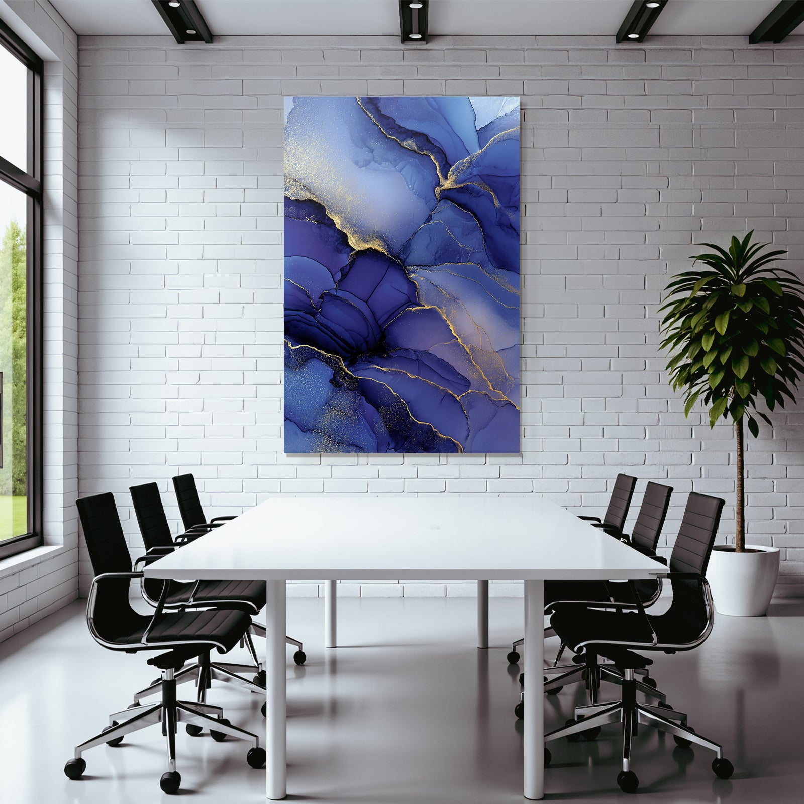 Flüssigkunst Blau Lila Goldakzente