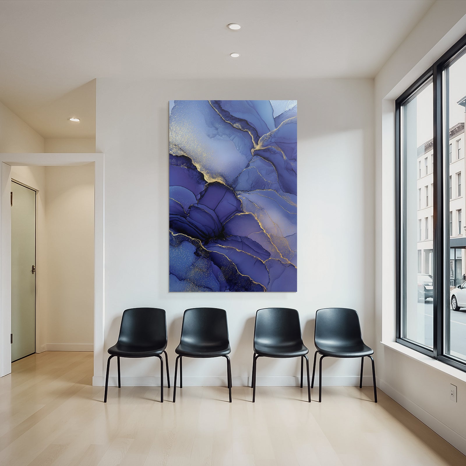 Flüssigkunst Blau Lila Goldakzente