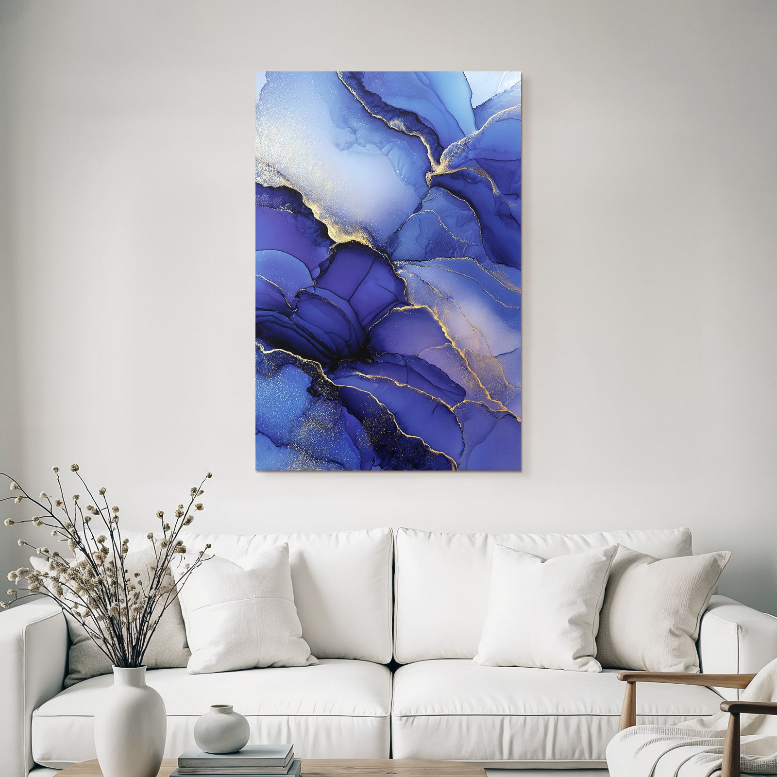 Flüssigkunst Blau Lila Goldakzente