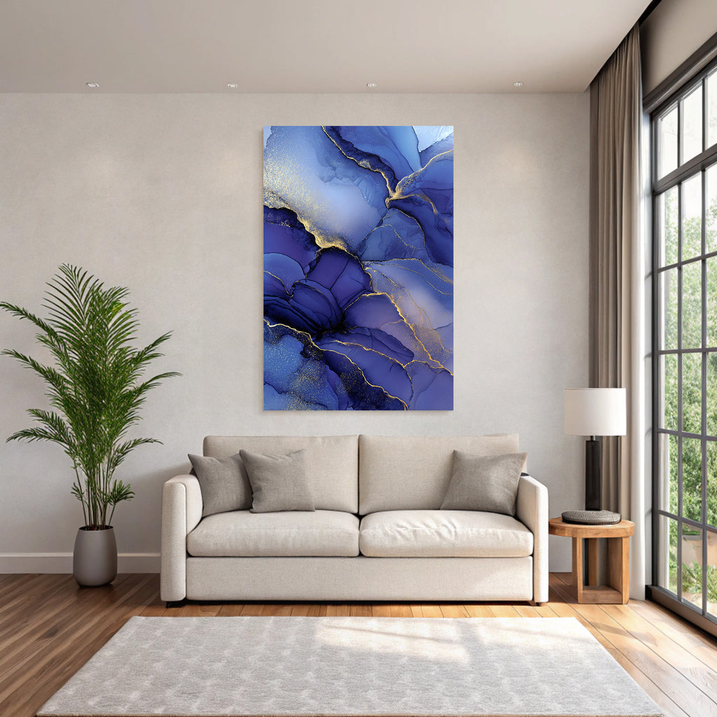 Flüssigkunst Blau Lila Goldakzente