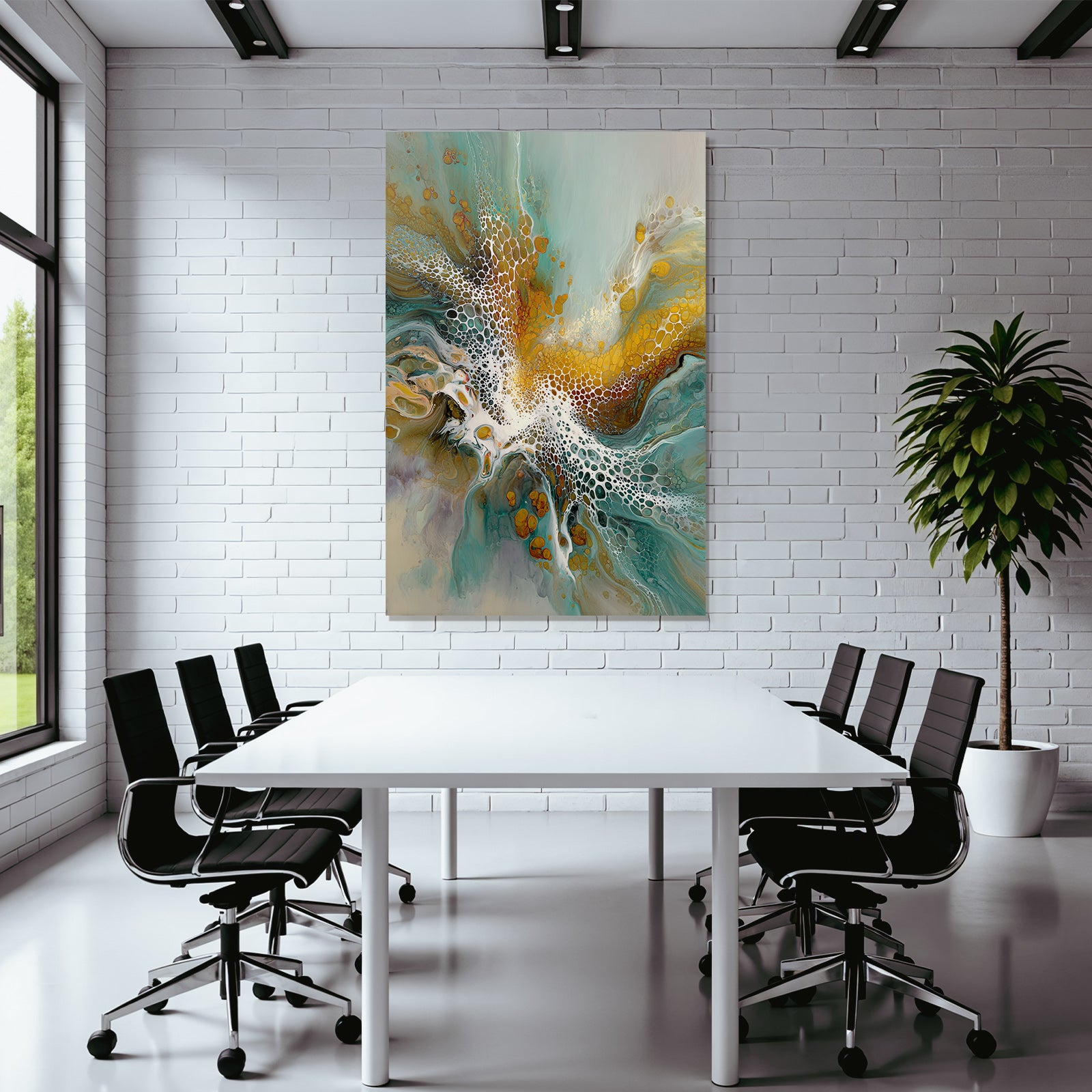 Fluid Art Bild Türkis Gold Weiss