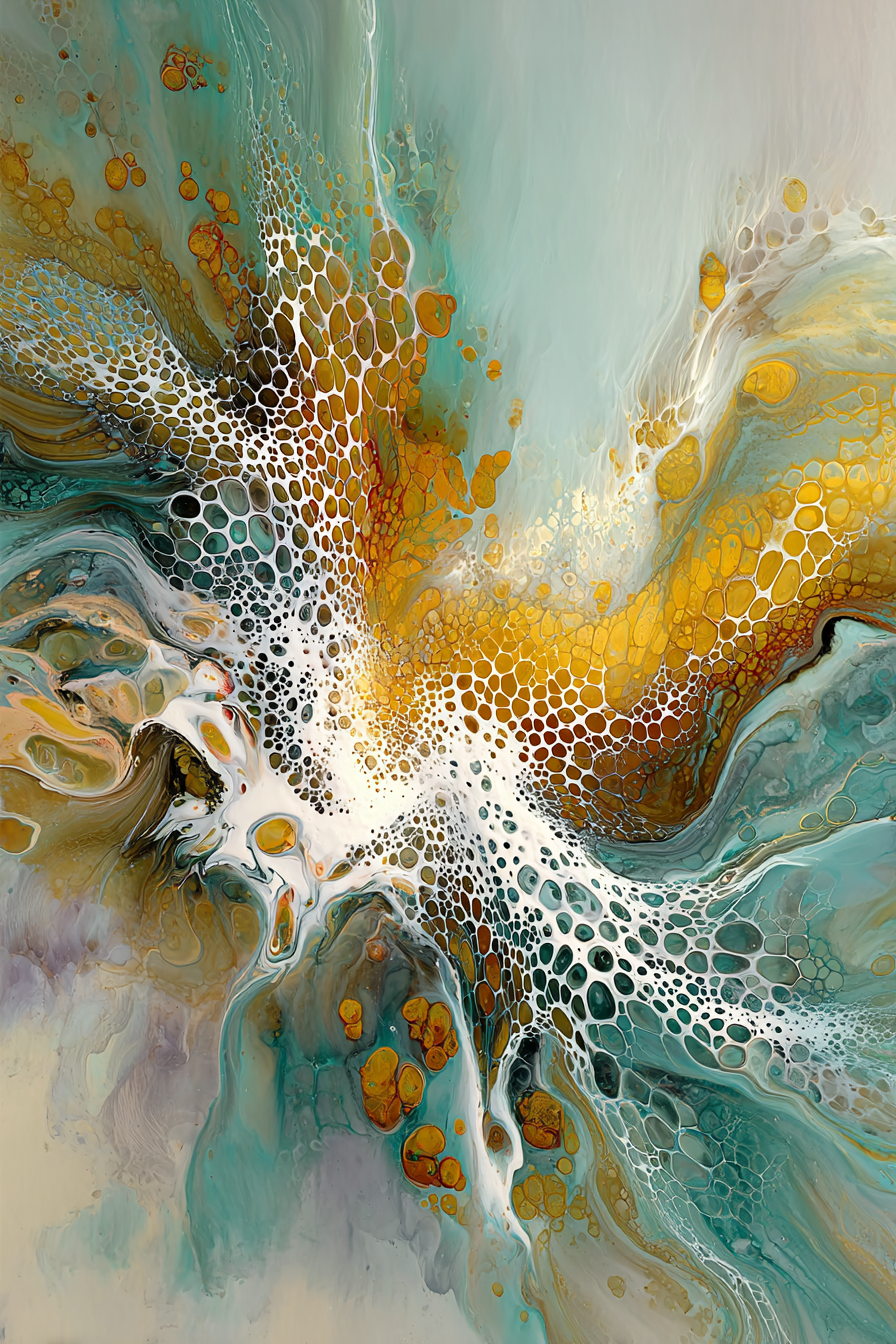 Fluid Art Bild Türkis Gold Weiss | Abstrakt | Stilrichtungen