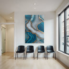 Fluidkunst Blau Grau Mit Goldakzenten